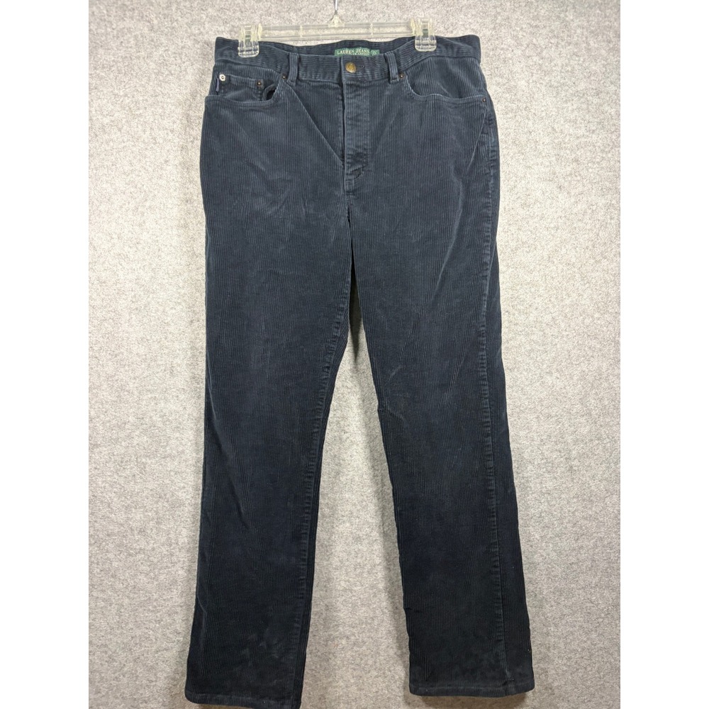 Lauren Ralph Lauren Navy Blue‎ Corduroy Straight Leg Pants Womens 12 Stretch